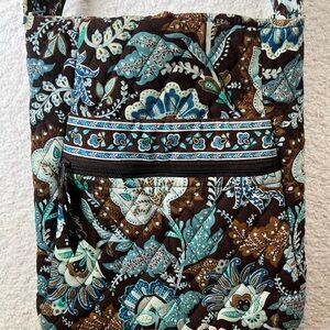 Vera Bradley Blue and Brown Floral Crossbody Bag